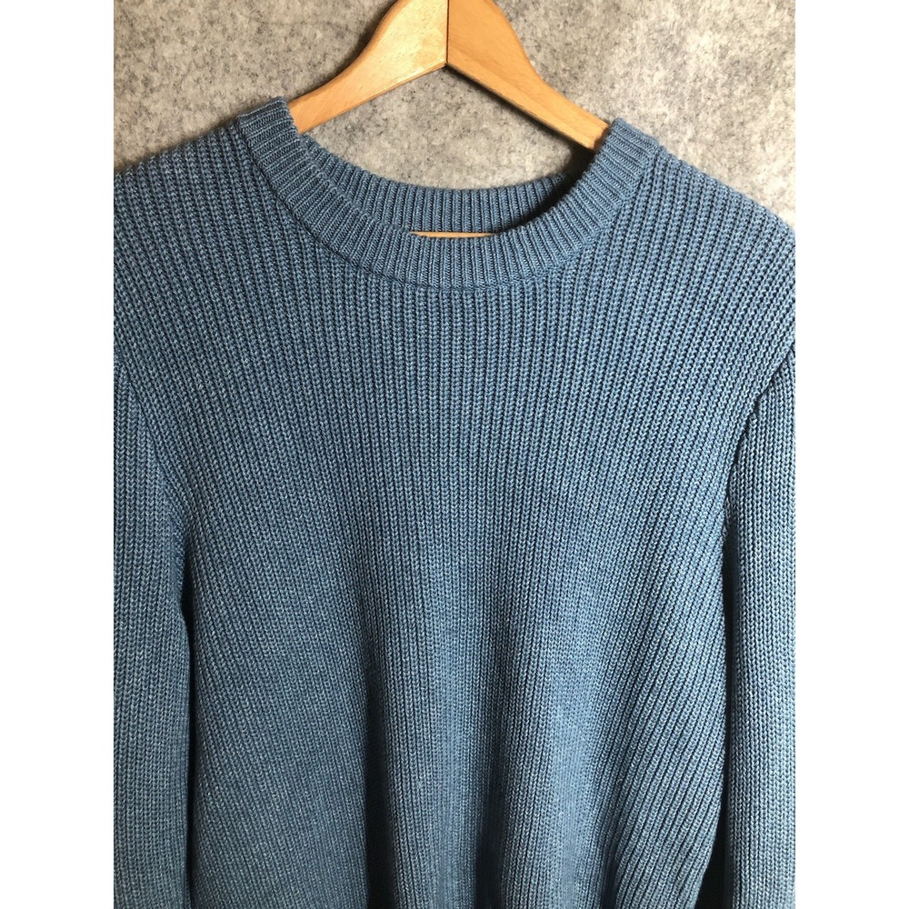 L.L. Bean Sweater Mens Large Blue Cotton Crewneck Signature Outdoors Classic